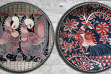 Sajaavat . सजावट | Hand Painted Wall Plate - Peacock (Set of Two)