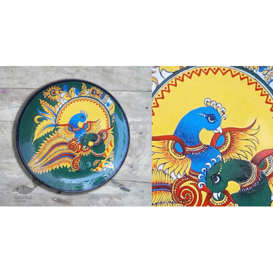 shop hand painted wall plate - Peahen & Peacock