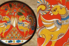 Sajaavat . सजावट | Hand Painted Wall Plate with Red Background