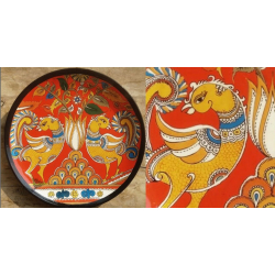 Sajaavat . सजावट | Hand Painted Wall Plate with Red Background