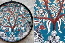 Sajaavat . सजावट | Kalamkari Hand Painted Wall Plate - Tree & Peacock