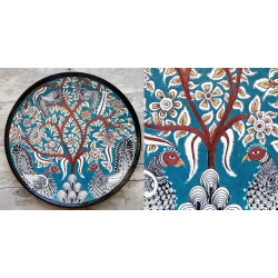 Sajaavat . सजावट | Kalamkari Hand Painted Wall Plate - Tree & Peacock