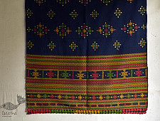 Winter Hop | Handwoven Woollen Shawl (Navy Blue) ~ 24