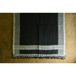 Salt Deserts of Kutch | Bhujodi Handwoven Raw Woolen Shawl - Black