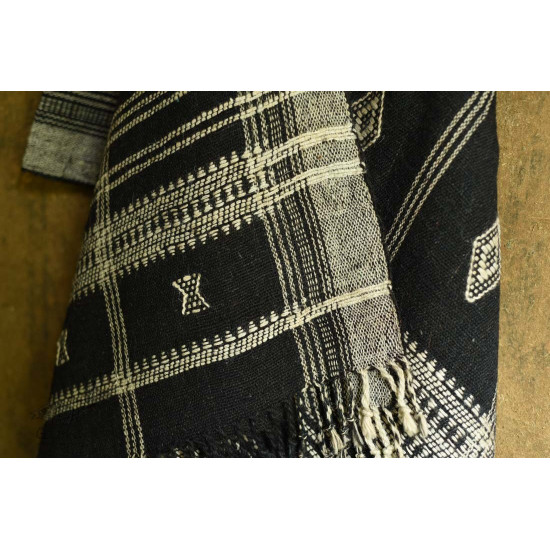 shop Kutchi Bhujodi Handspun Raw Woolen Black Shawl 