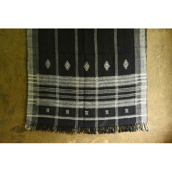 shop Kutchi Bhujodi Handspun Raw Woolen Black Shawl 