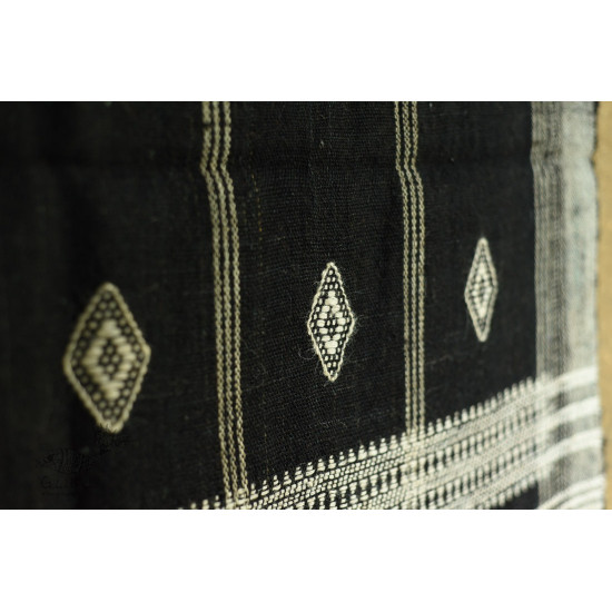 shop Kutchi Bhujodi Handspun Raw Woolen Black Shawl 