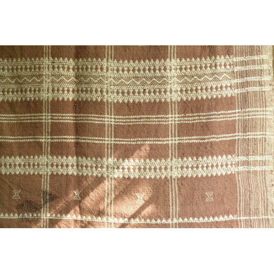 shop handwoven kutchi raw woolen unisex shawl -  Light Brown