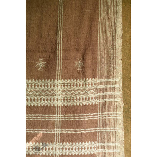 shop handwoven kutchi raw woolen unisex shawl -  Light Brown