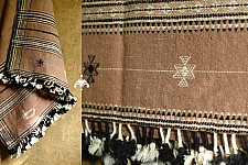 Salt Deserts of Kutch | Bhujodi Handwoven Raw Woolen Shawl - Almond Brown