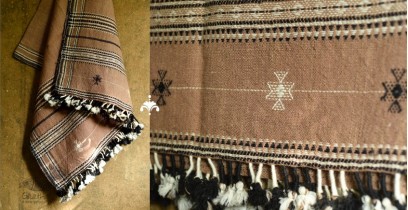 Salt Deserts of Kutch | Bhujodi Handwoven Raw Woolen Shawl - Almond Brown