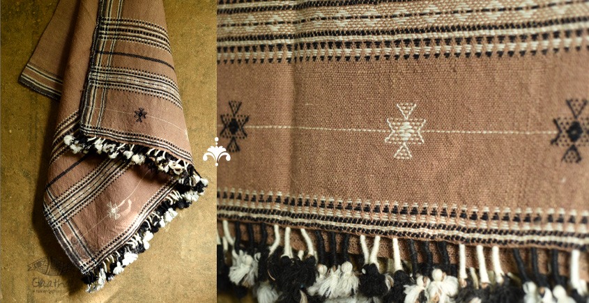 shop Bhujodi Handwoven Raw Woolen Shawl - Almond Brown