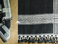 Salt Deserts of Kutch | Bhujodi Handwoven Raw Woolen Shawl - Black
