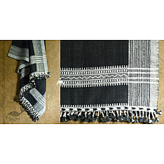 Salt Deserts of Kutch | Bhujodi Handwoven Raw Woolen Shawl - Black