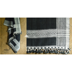 Salt Deserts of Kutch | Bhujodi Handwoven Raw Woolen Shawl - Black