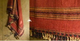 Salt Deserts of Kutch | Handwoven Raw Woolen Shawl - Red