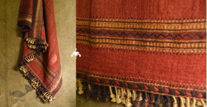 Salt Deserts of Kutch | Handwoven Raw Woolen Shawl - Red