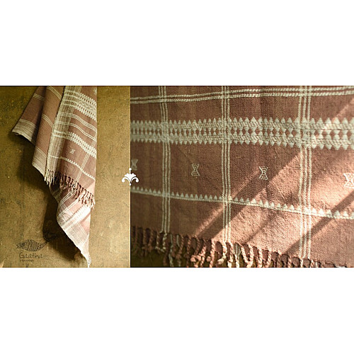Brown - Kutch Weaving Handwoven Merino Woollen Stole 08