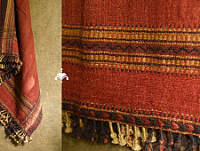 Salt Deserts of Kutch | Handwoven Raw Woollen Shawl - Red