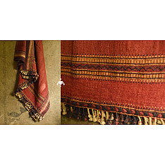 Salt Deserts of Kutch | Handwoven Raw Woollen Shawl - Red