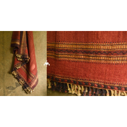 Salt Deserts of Kutch | Handwoven Raw Woollen Shawl - Red