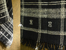 Salt Deserts of Kutch | Kutchi Bhujodi Hand spun Raw Woollen Black Shawl 