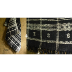 Salt Deserts of Kutch | Kutchi Bhujodi Hand spun Raw Woollen Black Shawl 