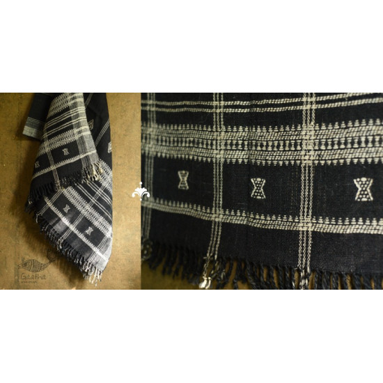 shop Kutchi Bhujodi Handspun Raw Woolen Black Shawl 