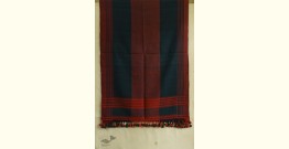Sharad . शरद ⚹ Handwoven Kutchi Woolen Stole Blue & Red Broad Stripe 
