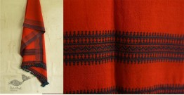 Sharad . शरद ⚹ Handwoven Woolen Red Stole with Black Bhujodi Woven