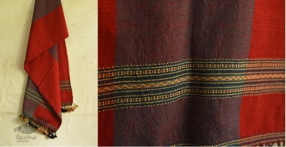 Sharad . शरद ⚹ Handwoven Woolen Stole - Red & Brown