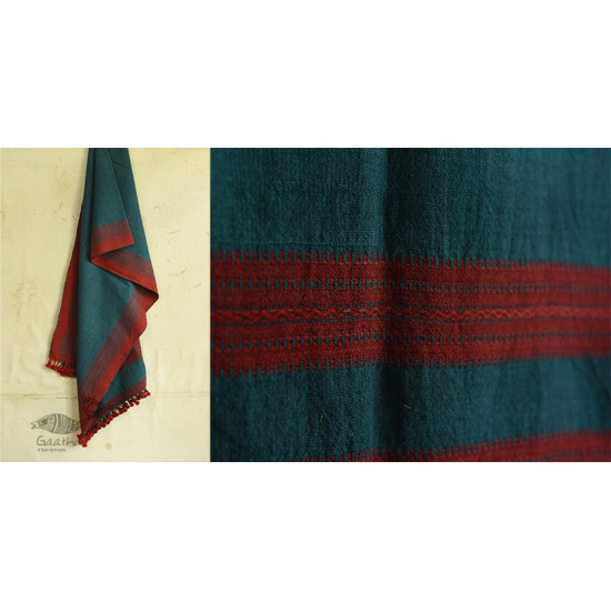 handwoven woolen bhujodi Rama Blue stole