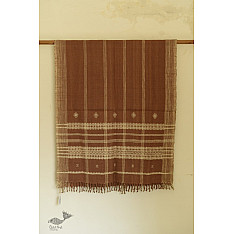 Salt Deserts of Kutch - Kutchi Bhujodi Handwoven Raw Woolen Shawl - Almond Brown