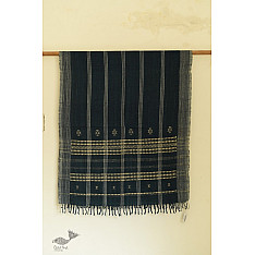 Salt Deserts of Kutch - Kutchi Bhujodi Handwoven Raw Wool Shawl - Dark Blue
