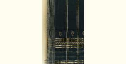 Salt Deserts of Kutch - Kutchi Bhujodi Handwoven Raw Wool Shawl - Dark Blue