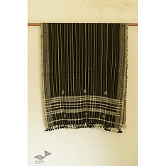 Salt Deserts of Kutch - Kutchi Bhujodi Handwoven Raw Wool Shawl - Dark Brown