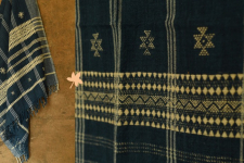 Salt Deserts of Kutch - Kutchi Bhujodi Handwoven Raw Wool Shawl - Dark Blue