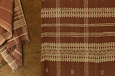 Salt Deserts of Kutch - Kutchi Bhujodi Handwoven Raw Woolen Shawl - Almond Brown
