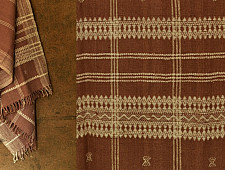 Salt Deserts of Kutch - Kutchi Bhujodi Handwoven Raw Woolen Shawl - Almond Brown
