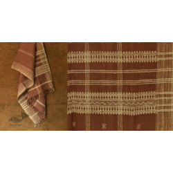 Salt Deserts of Kutch - Kutchi Bhujodi Handwoven Raw Woolen Shawl - Almond Brown