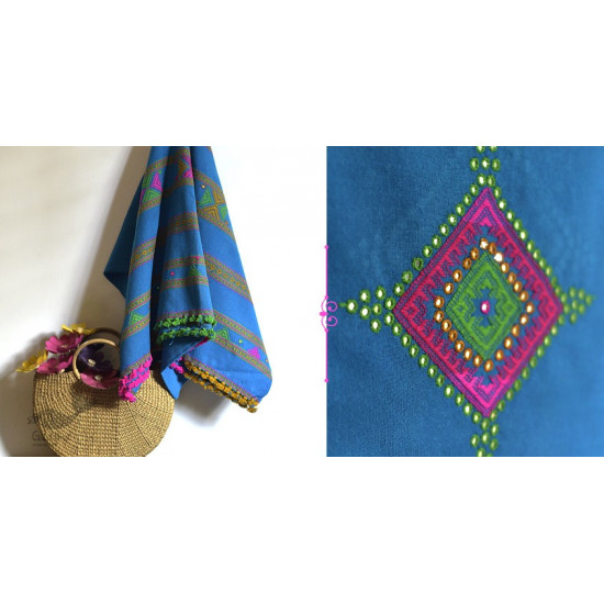 embroidered Handwoven mirror work woolen shawl