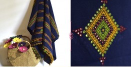 Rangeelo | Handwoven Kutchi Woolen Shawl (Navy Blue) ~ 1