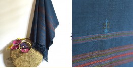 Rangeelo | Handwoven Kutchi Woolen Shawl (Navy Blue) ~ 12