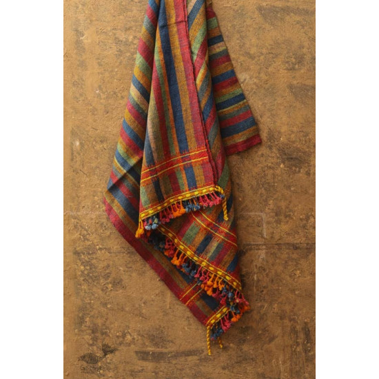 shop handwoven raw woole shawl in multi color