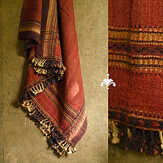 Salt Deserts of Kutch | Handwoven Raw Woollen Shawl - Red
