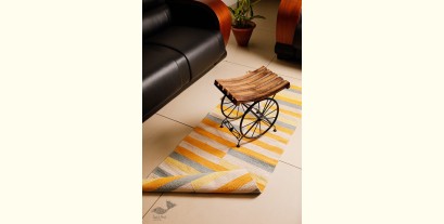 Handwoven Dhurrie | Cotton Bed Side Runner / Kitchen Runner - Half Stripe