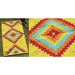 Handwoven Dhurrie | Cotton Mat / Aasan - Diamond & Cut Diamond