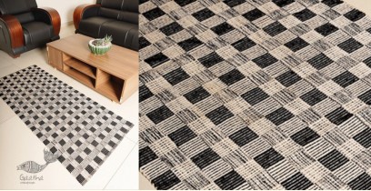 Handwoven Dhurrie | Cotton Yoga Mat / Living Room Rug - Chess