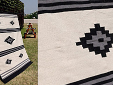 Handwoven Dhurrie | Cotton Center Sofa Dhurrie - Small Diamond - Black & White