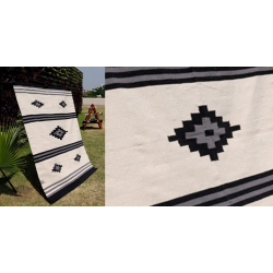 Handwoven Dhurrie | Cotton Center Sofa Dhurrie - Small Diamond - Black & White